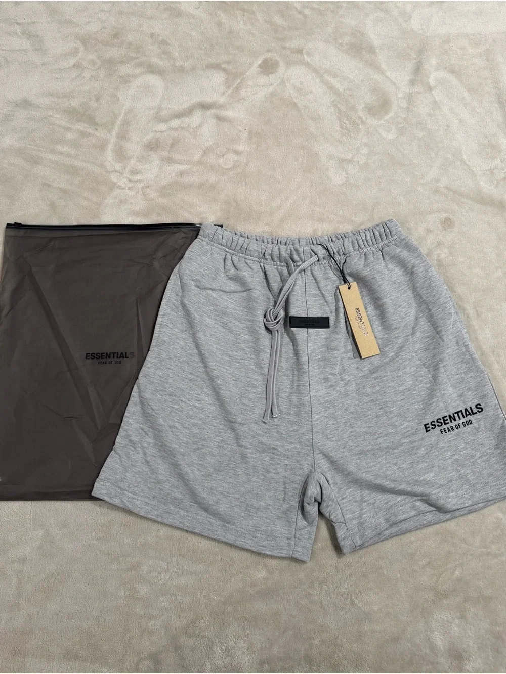 Essentials Light Gray Logo Athletic Shorts